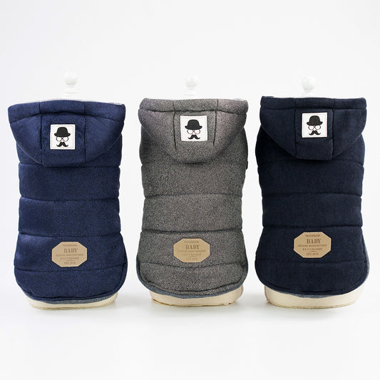 Dog clothing two-layered cotton coat on legs