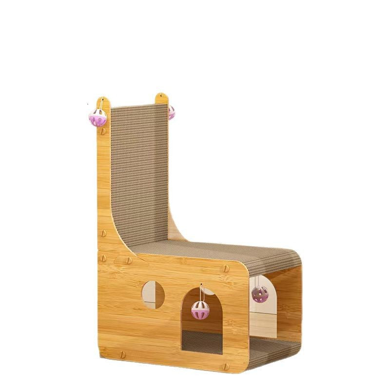 Double Layer Vertical Cat Scratching Board with L-Shaped Cabin