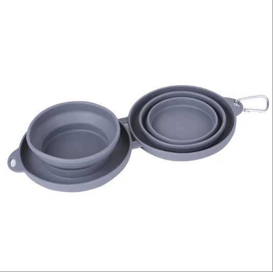 Collapsible Dual Pet Bowl ? Foldable Rubber Food & Water Dish for Dogs & Cats