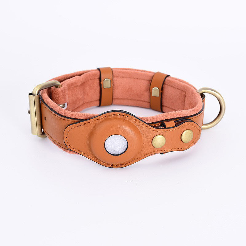 Adjustable Suede Dog Collar with AirTag Holder