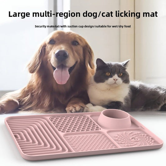 Silicone Pet Lick Placemat Slow Food Mat Pet Tray with Suction Cup Non-slip Cat and Dog Feeding Mat Anti-overflow Anti-choking Mat