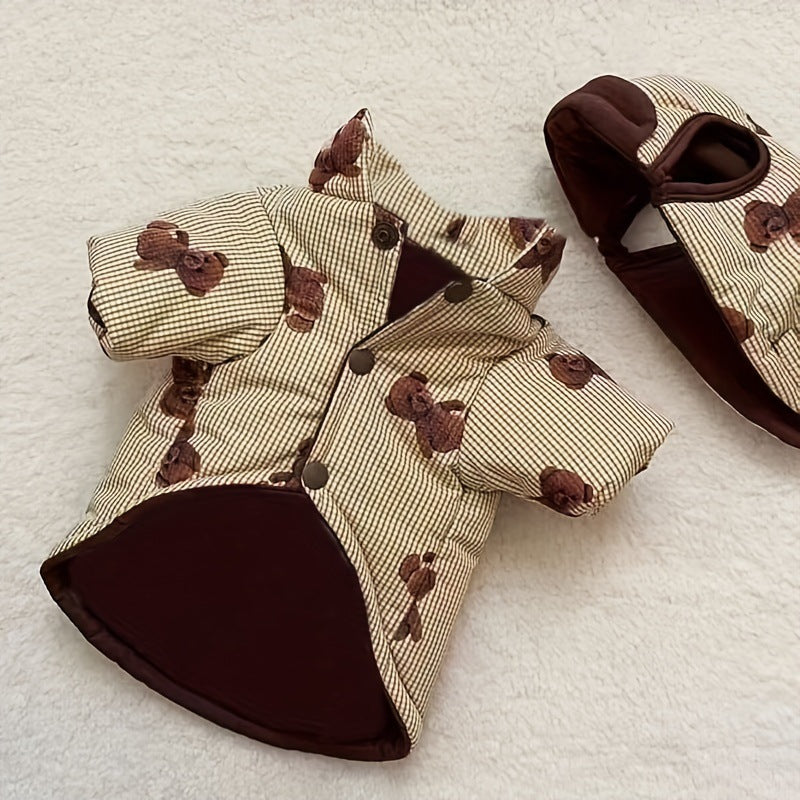 Warm cotton clothing set for small and medium-sized dogs that can be leashed