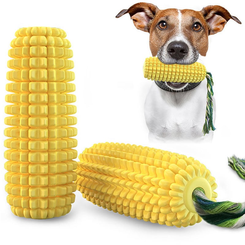Dog Chew Toy ? Corn-Shaped Squeaky Molar Toothbrush Stick