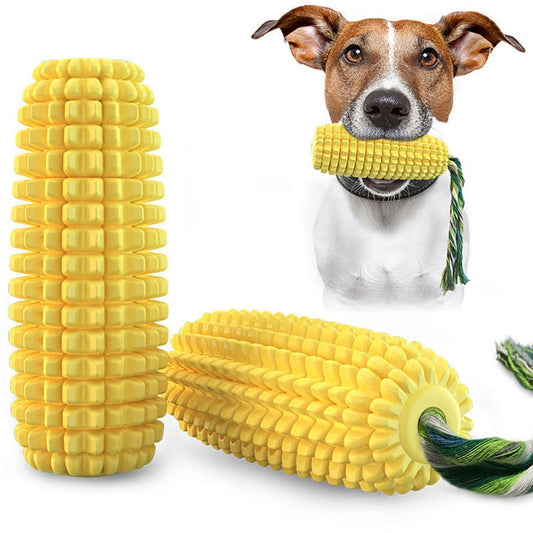 Dog Chew Toy ? Corn-Shaped Squeaky Molar Toothbrush Stick
