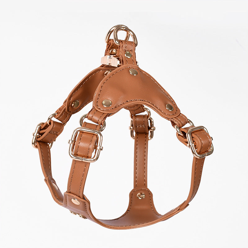 Soft Leather Dog Harness and Leash Set