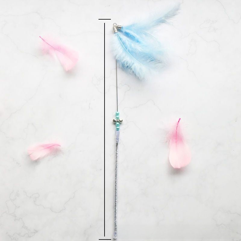 Durable Interactive Cat Teaser Stick with Feathers