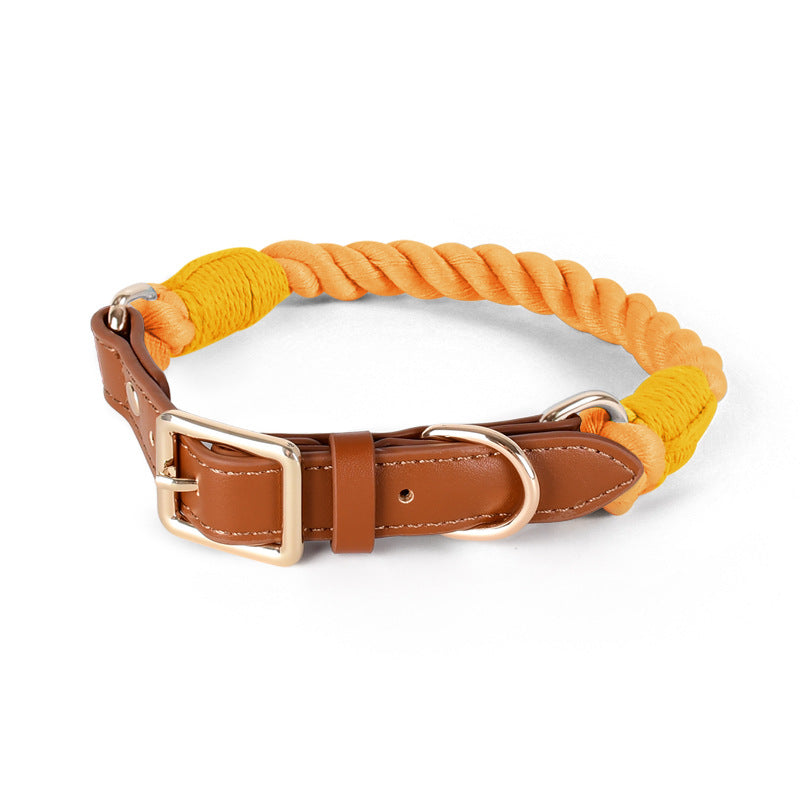 Handmade Cotton Dog Collar and Leash Set