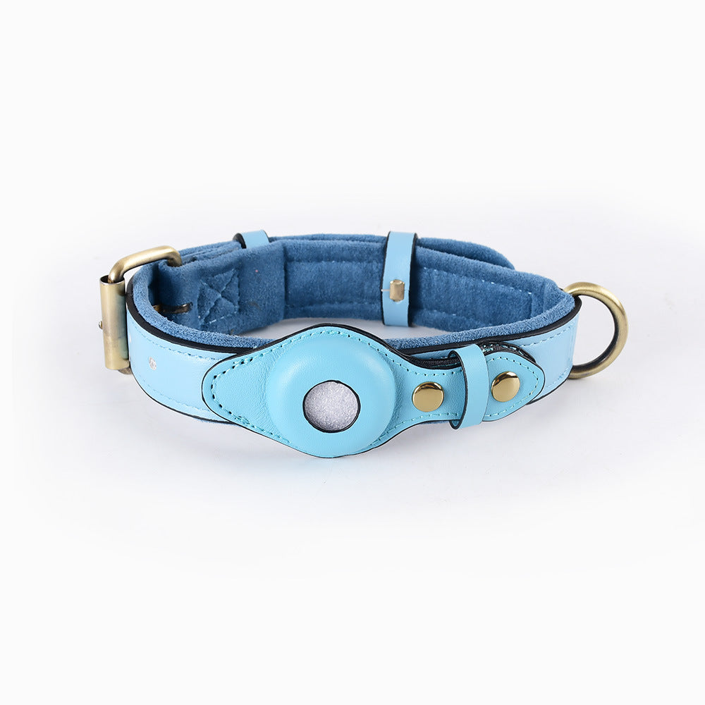 Adjustable Suede Dog Collar with AirTag Holder