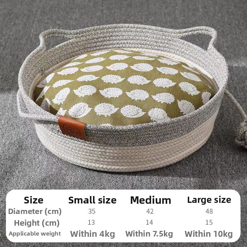Rattan Woven Cat Bed with Cotton Pad