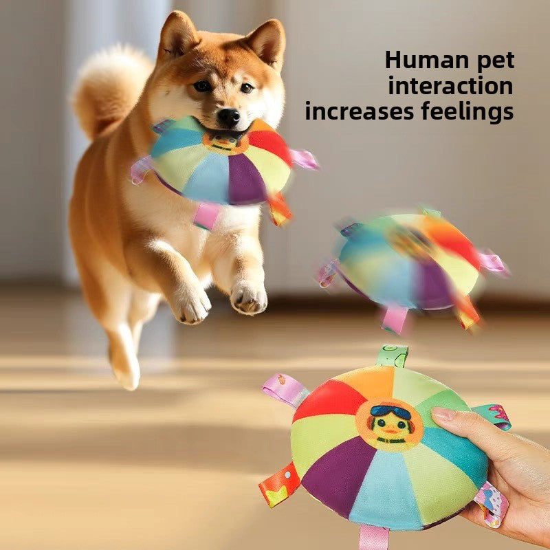 Plush vocal interactive dog frisbee