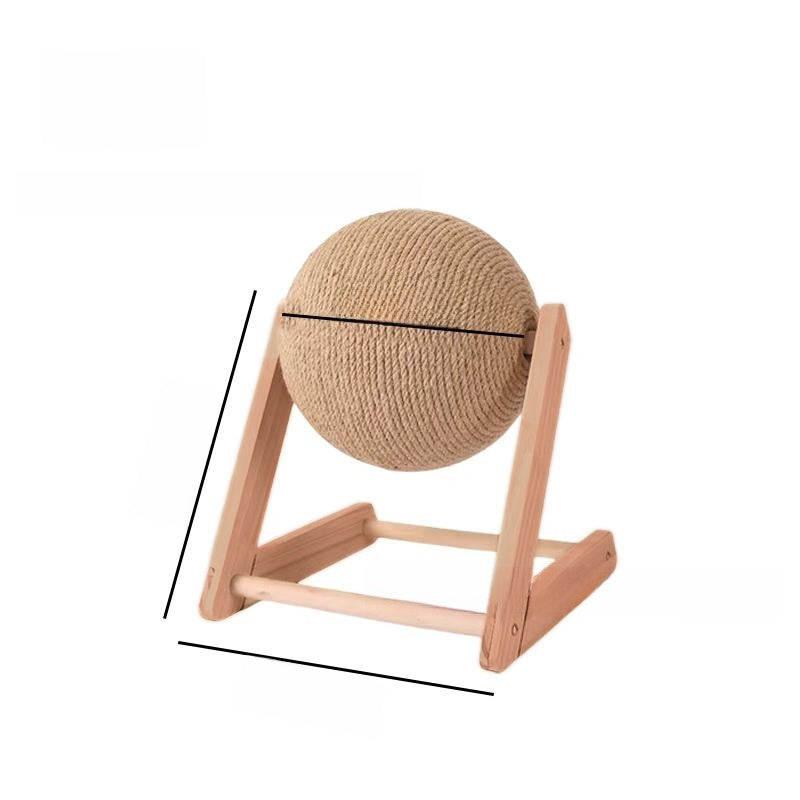 Wooden Cat Scratching Ball with Hemp Rope