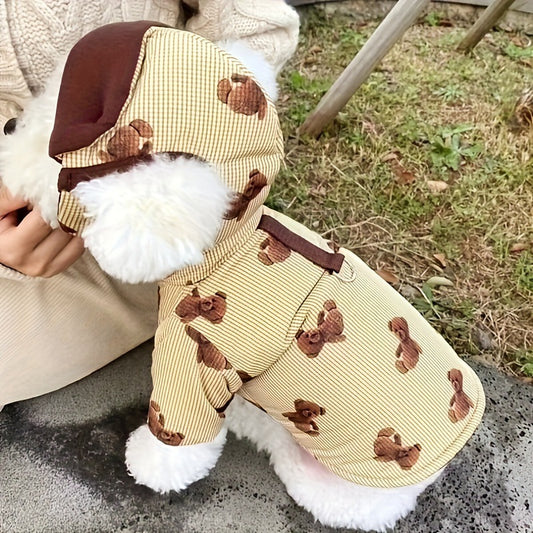 Warm cotton clothing set for small and medium-sized dogs that can be leashed