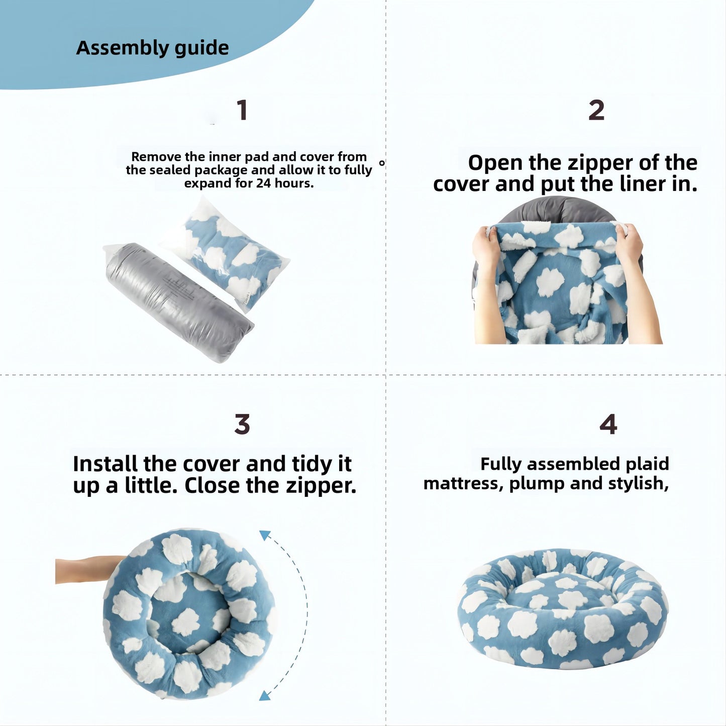 Round Pet Bed Washable Cat Dog Nest