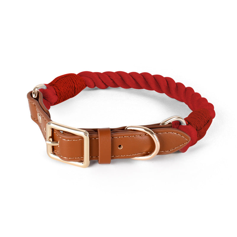 Handmade Cotton Dog Collar and Leash Set