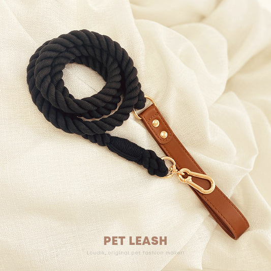 Handmade Cotton Dog Collar and Leash Set