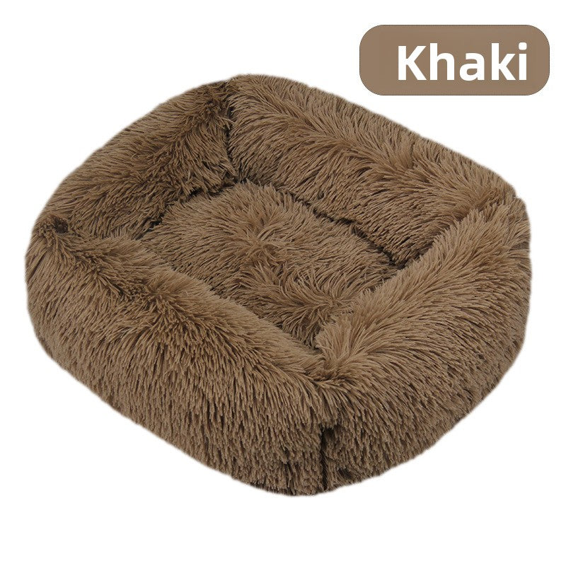 Square plush pet bed