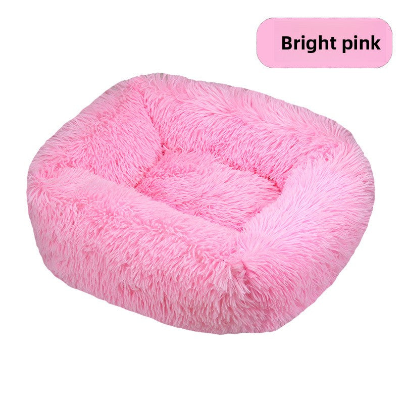 Square plush pet bed