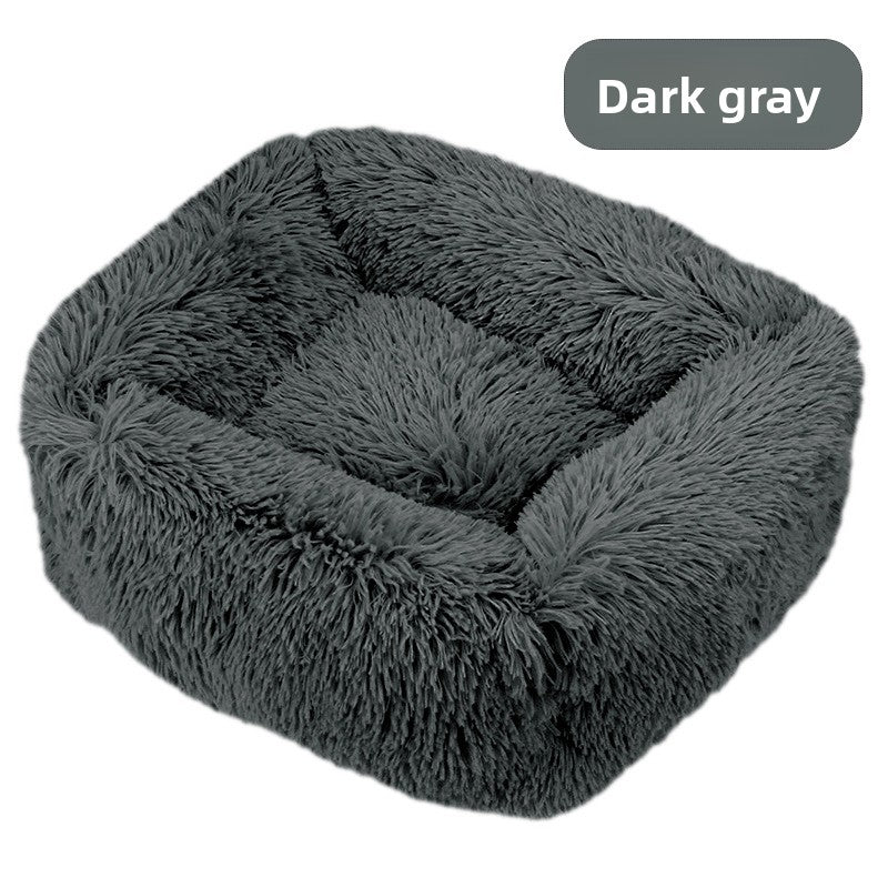Square plush pet bed