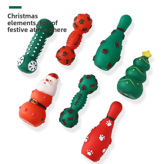 Rubber-coated vocalizing dog teething toy