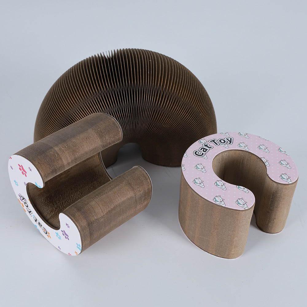 Round Corrugated Cat Scratch Board with Nest and Toys