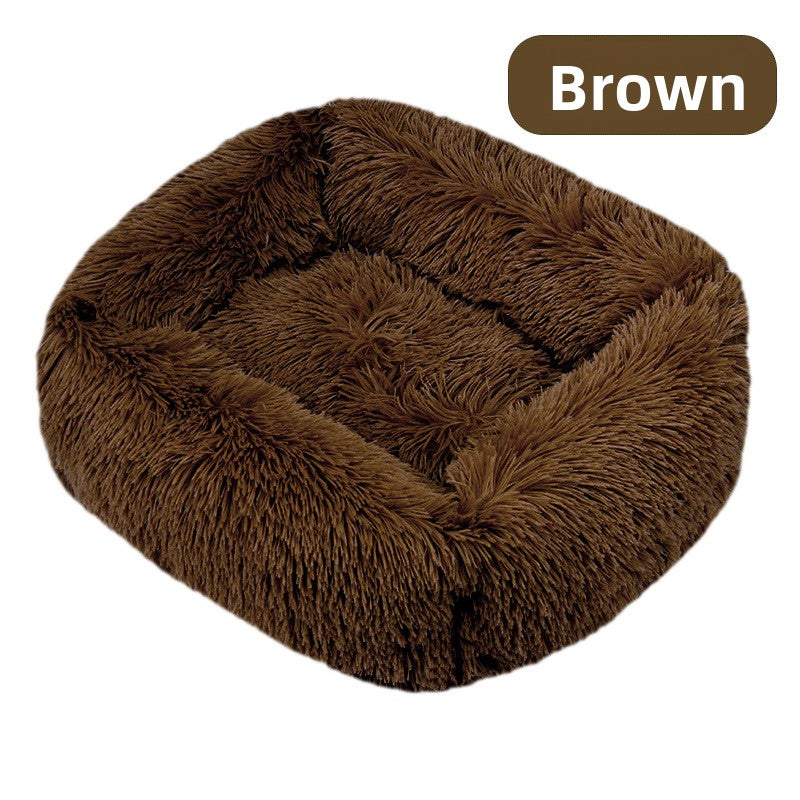 Square plush pet bed