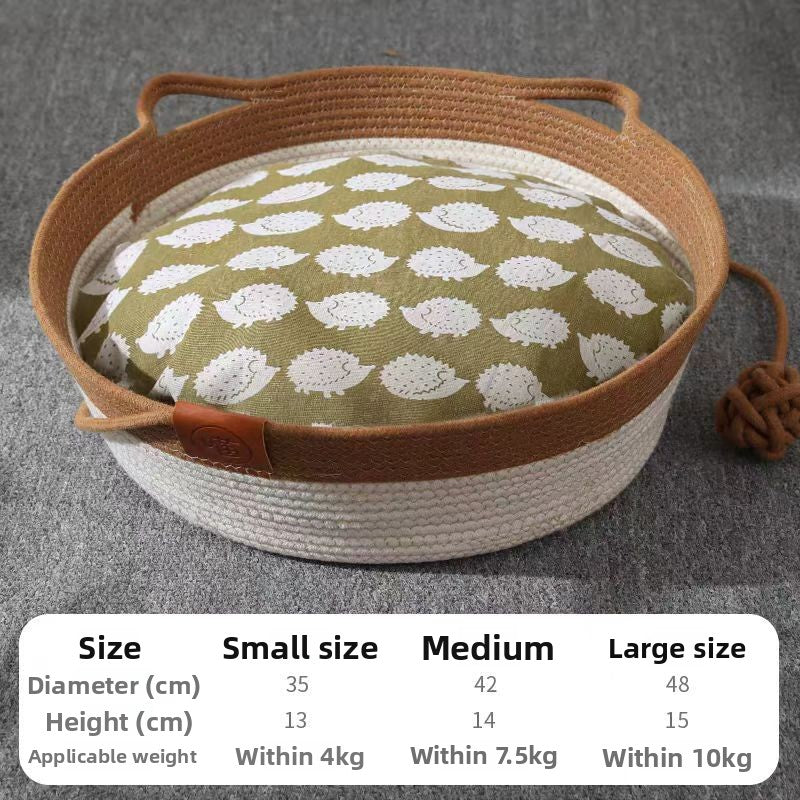 Rattan Woven Cat Bed with Cotton Pad