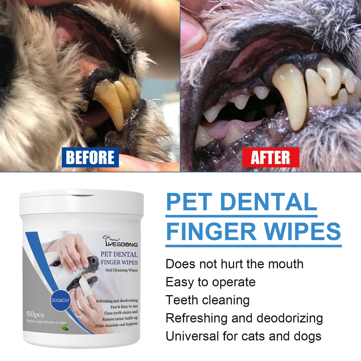 Pet tooth and finger wet wipes