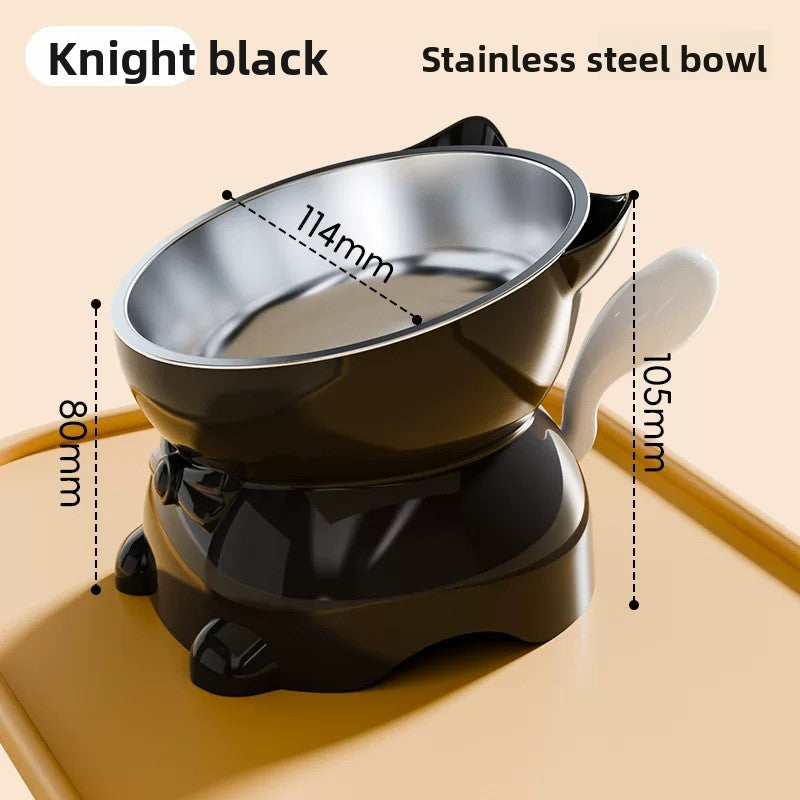 Slanted Stainless Steel Cat Bowl with Anti-Spill Base