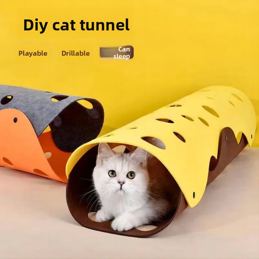 DIY Thickened Felt Cat Nest with Tunnel