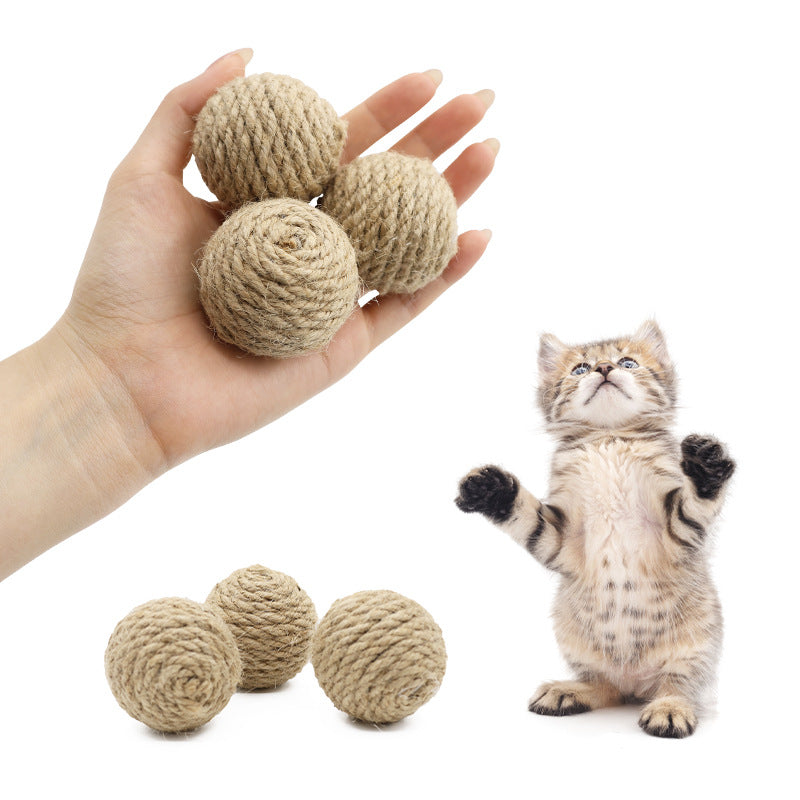 Pet Hemp Rope Ball with Sand Stone