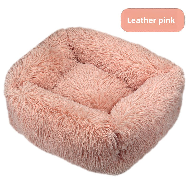 Square plush pet bed