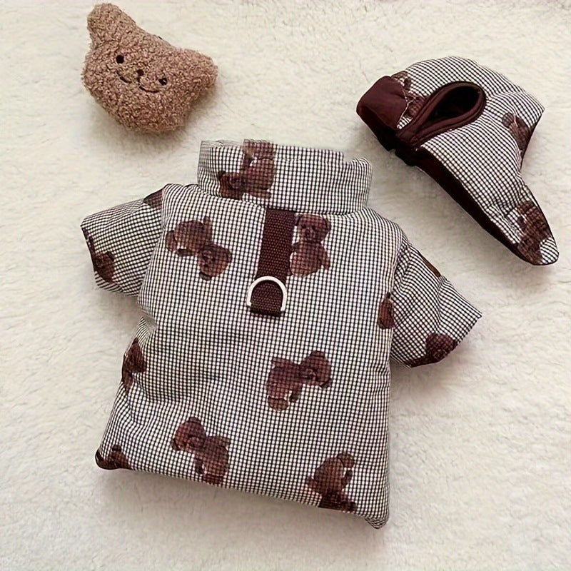Warm cotton clothing set for small and medium-sized dogs that can be leashed