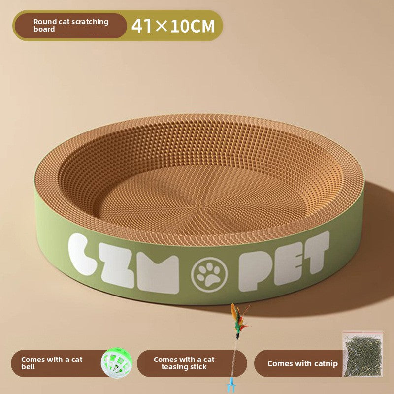 Round Corrugated Cat Scratch Board with Nest and Toys