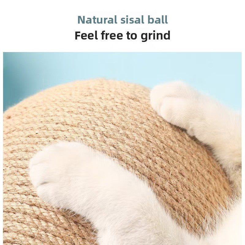 Wooden Cat Scratching Ball with Hemp Rope