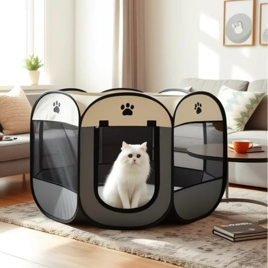 Pet octagonal cage enclosure cat bed