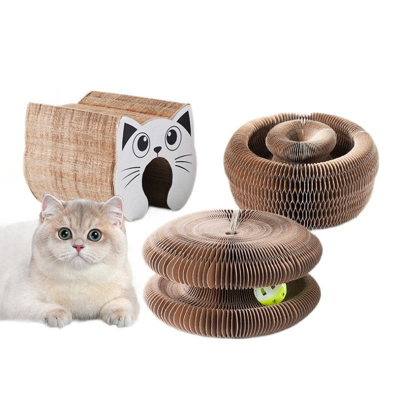 Round Corrugated Cat Scratch Board with Nest and Toys