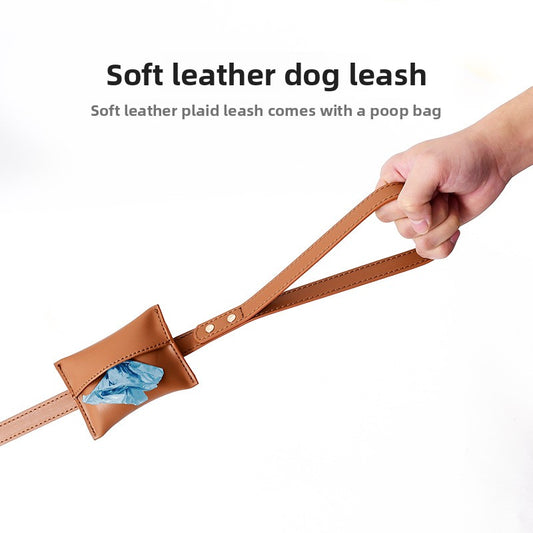 Soft Leather Dog Harness and Leash Set
