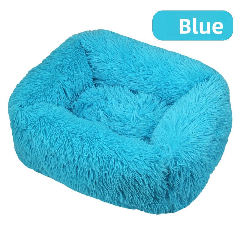 Square plush pet bed