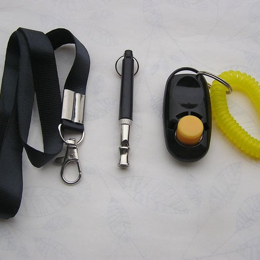 Adjustable Ultrasonic Dog Whistle and Clicker Training Set with Lanyard
