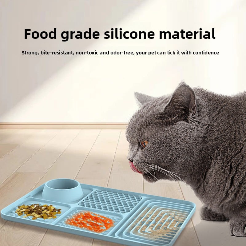 Silicone Pet Lick Placemat Slow Food Mat Pet Tray with Suction Cup Non-slip Cat and Dog Feeding Mat Anti-overflow Anti-choking Mat