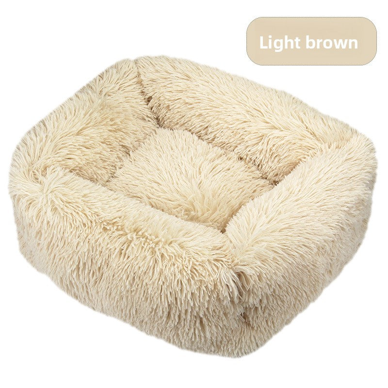 Square plush pet bed
