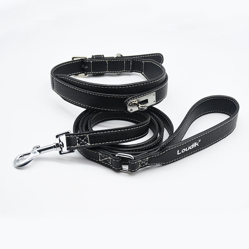 MOQ:200 Leather Dog Collar Leash with Waste Bag