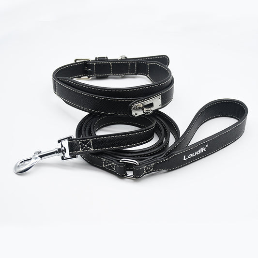 MOQ:200 Leather Dog Collar Leash with Waste Bag