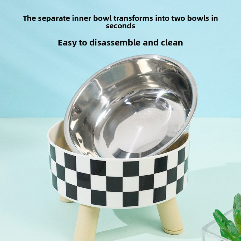 Cat bowl simple polka dot stainless steel
