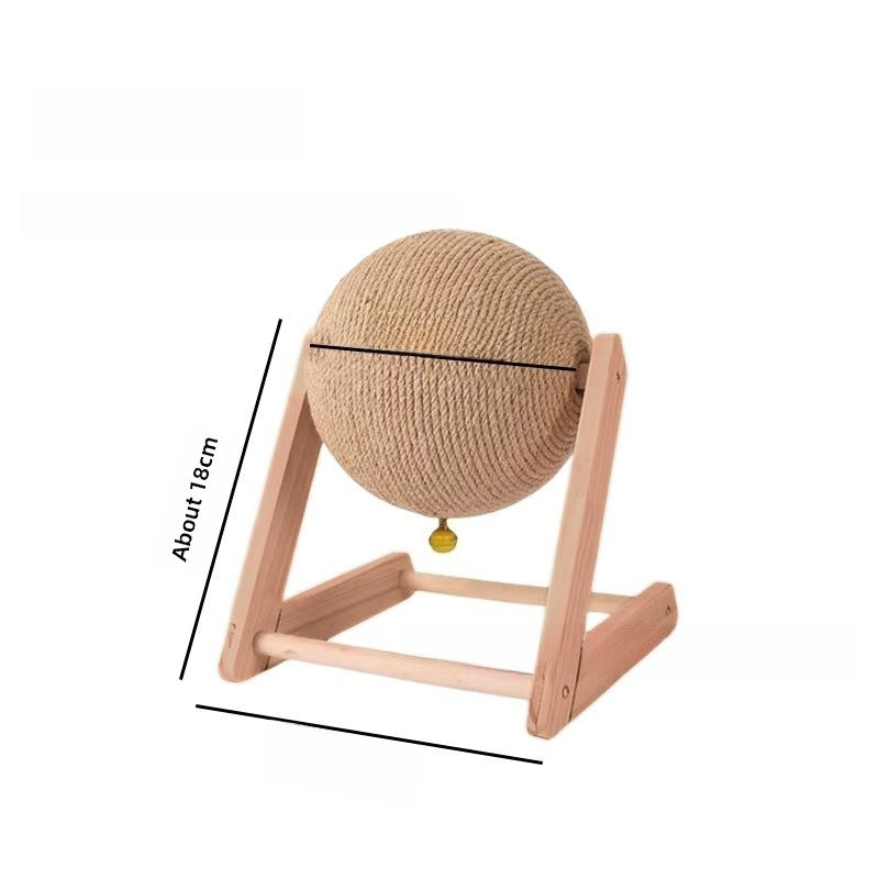 Wooden Cat Scratching Ball with Hemp Rope