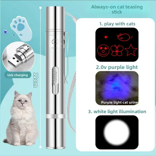 USB Rechargeable Cat Laser Pointer with Patterns