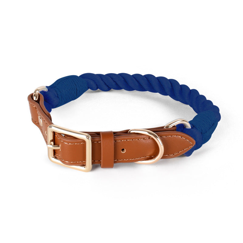 Handmade Cotton Dog Collar and Leash Set