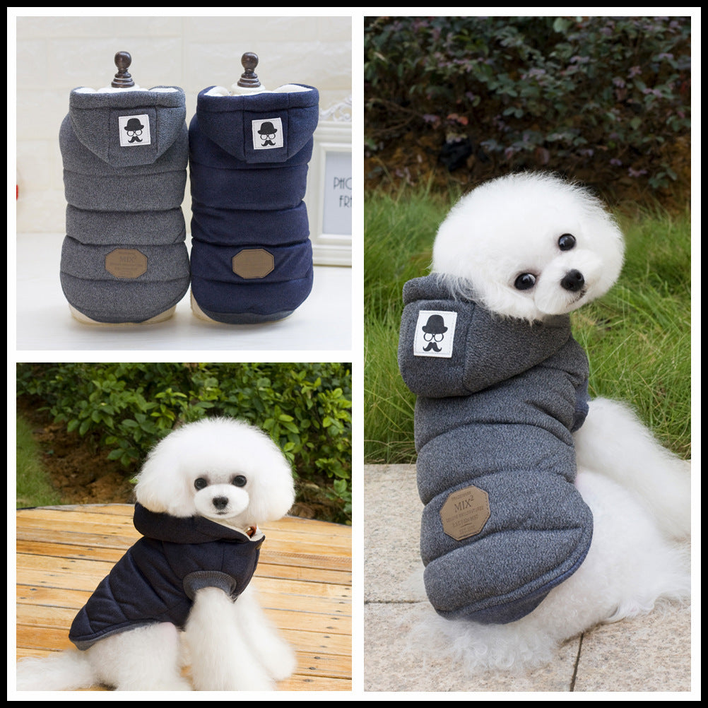 Dog clothing two-layered cotton coat on legs