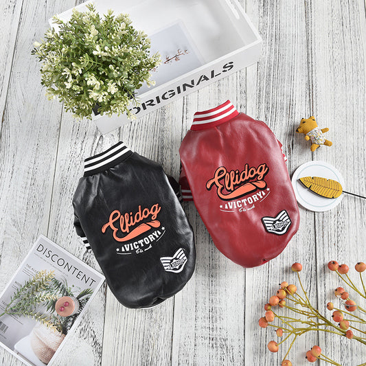 Dog-themed fleece-lined flight jacket