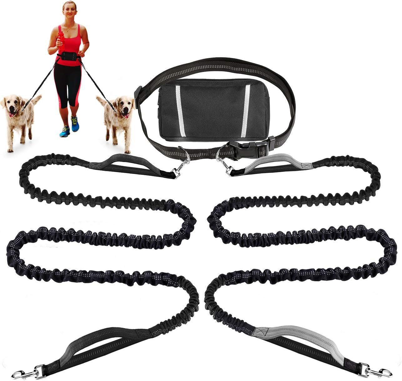 Pet running leash exercise waist bag set